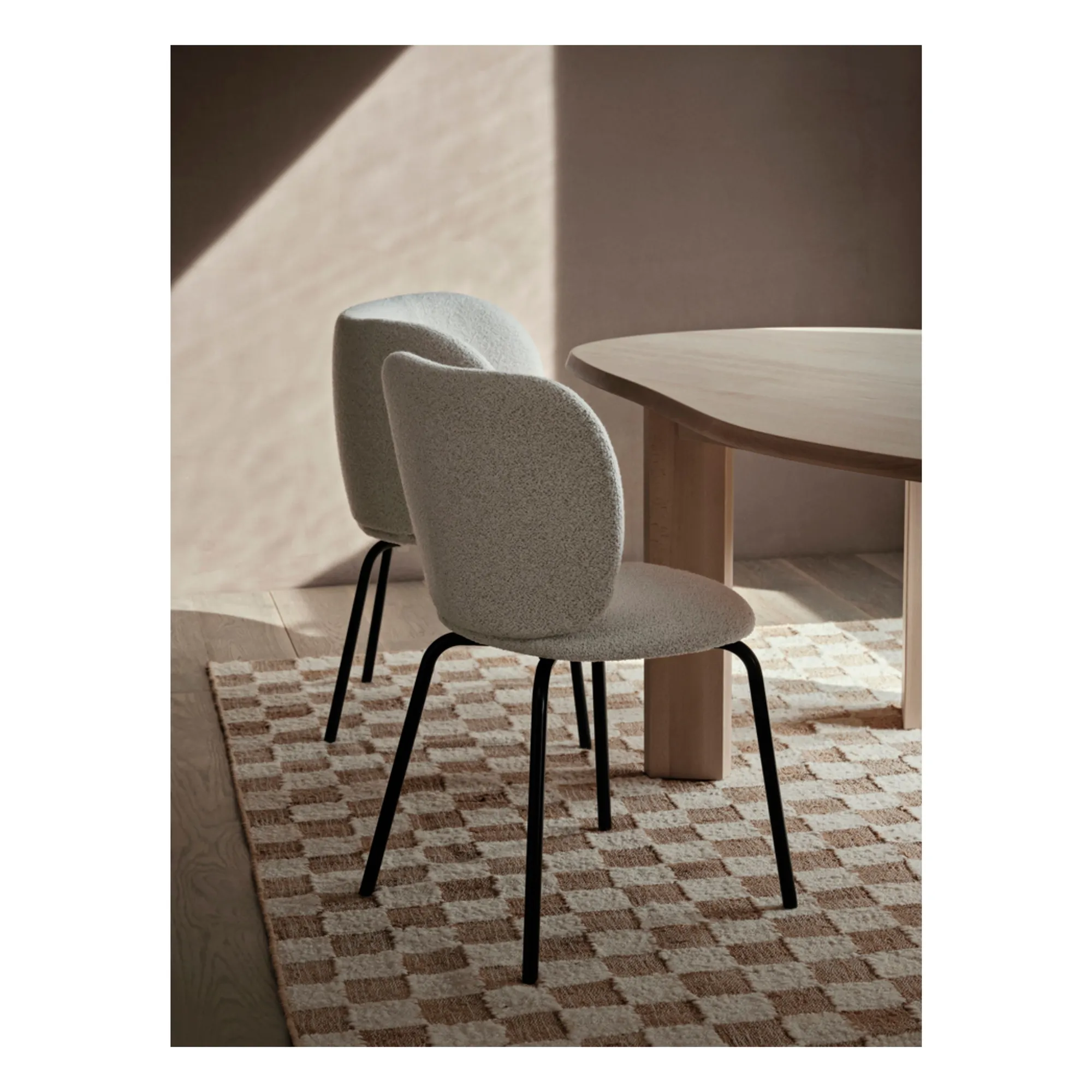 Check wool and jute rugs | Cream- Product image n°2