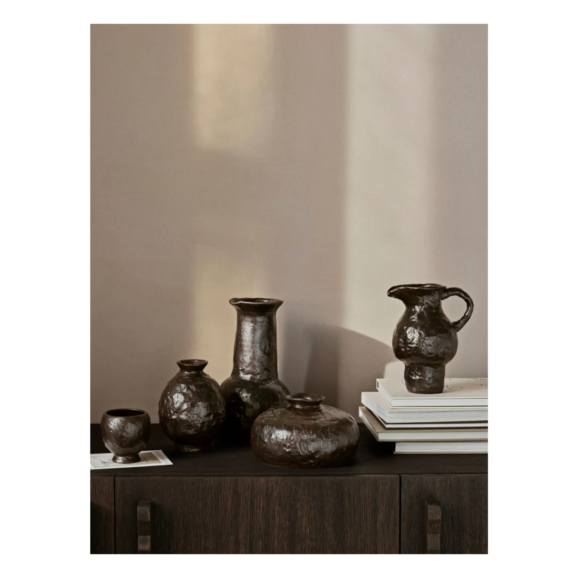 Doro terracotta long vase | Brown- Product image n°1