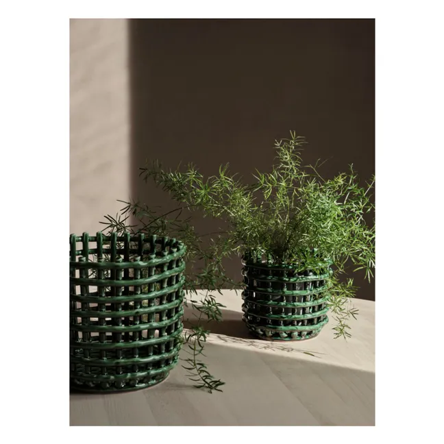 Ceramic basket | Emerald green