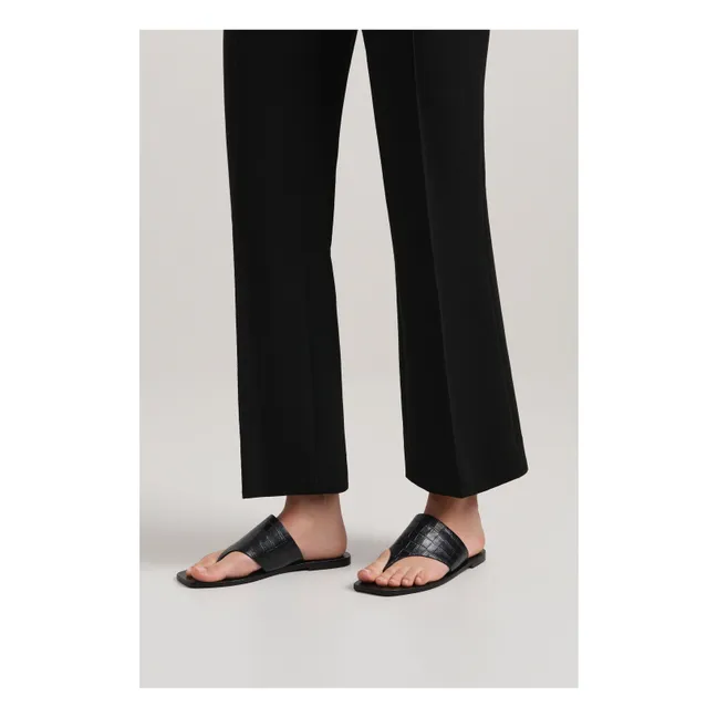 Sandales Paton Embossées Crocodile | Noir