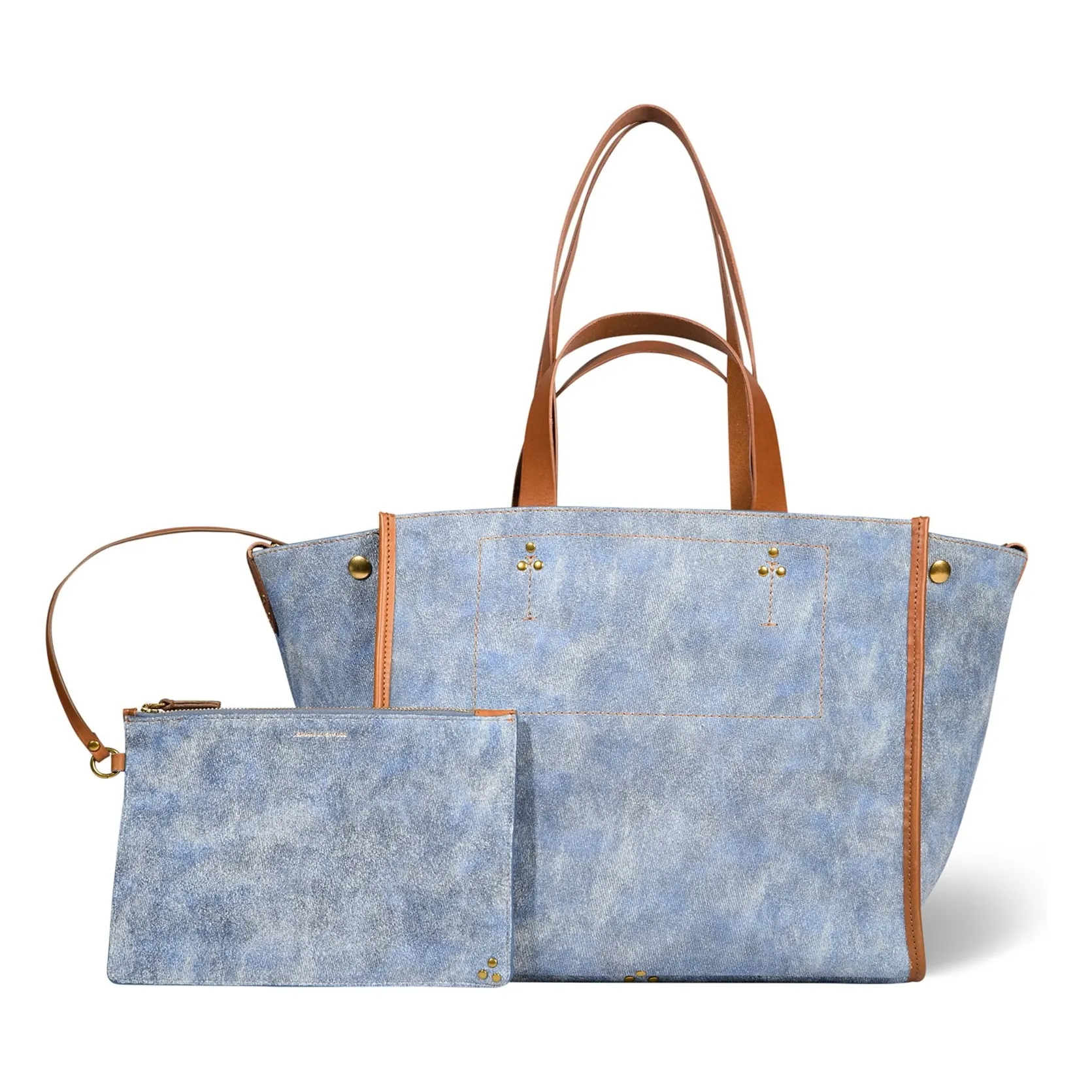 Sac Léon M Croûte Velours | Bleu délavé- Image produit n°0