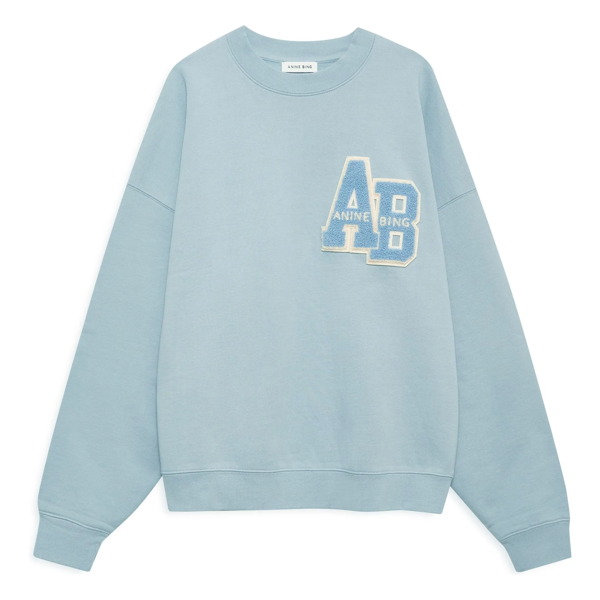 Anine Bing Light Blue Oversize Miles Letterman Sweatshirt