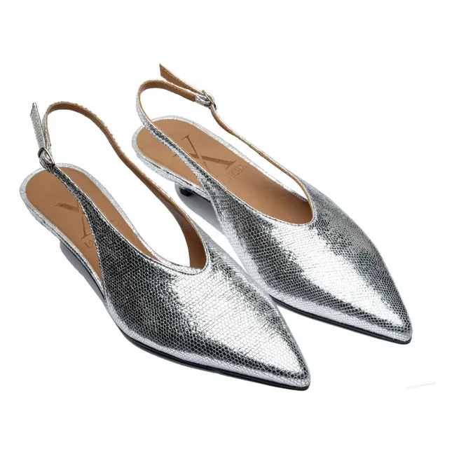 Slingback con tacco metallico | Argento