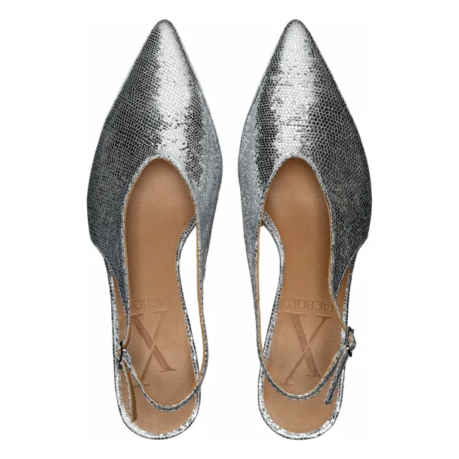 Slingback con tacón metálico | Plateado