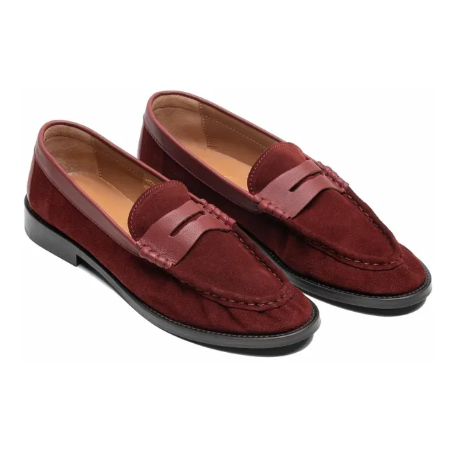 Penny Suede Loafers | Burgundy