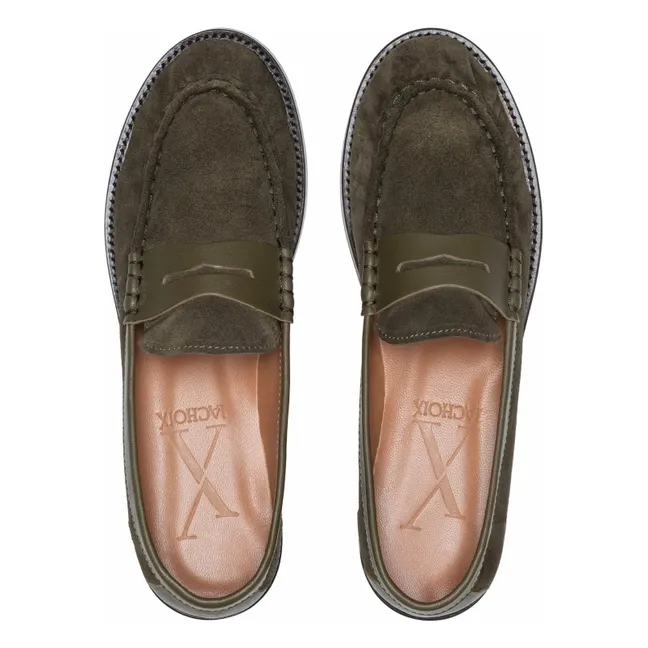 Mocassins Penny Suède | Vert kaki
