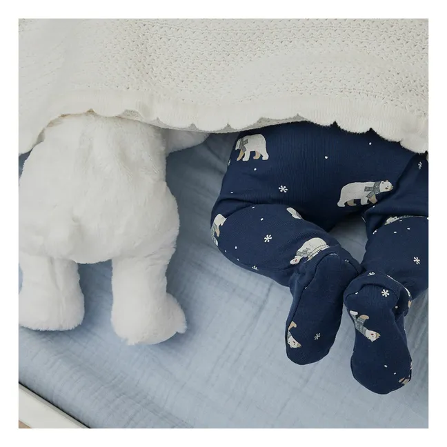 Pijama Con Pies Oso Algodón Ecológico | Azul oscuro