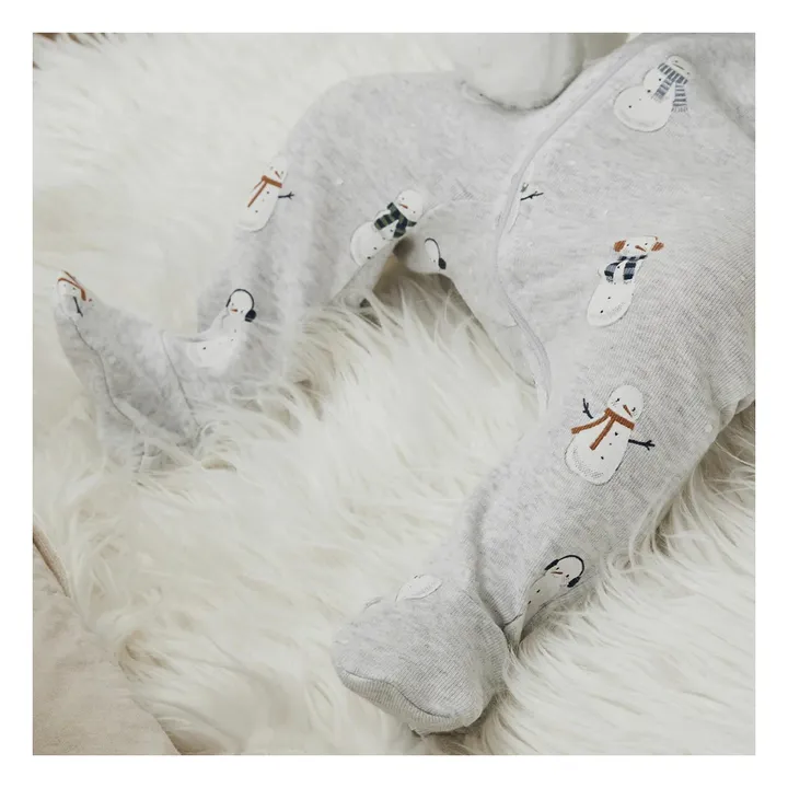 Pijama con Pies Muñecos de Nieve Algodón Ecológico | Gris- Imagen del producto n°1