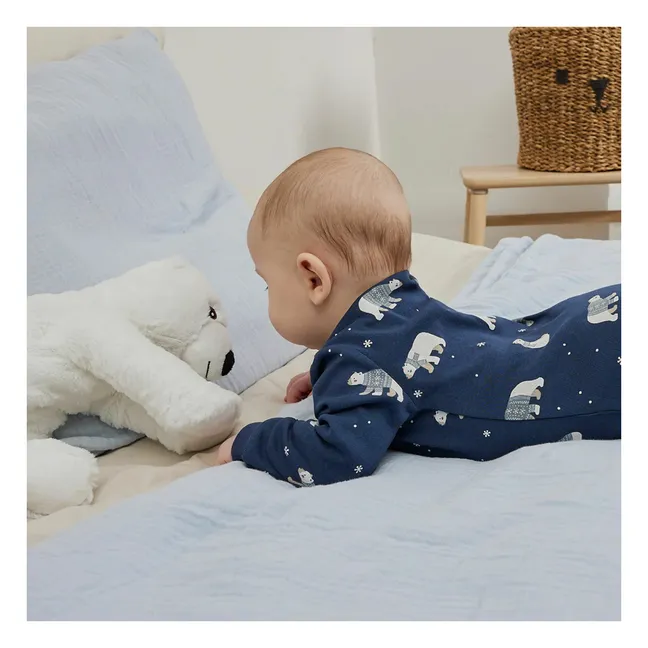 Pijama Con Pies Oso Algodón Ecológico | Azul oscuro