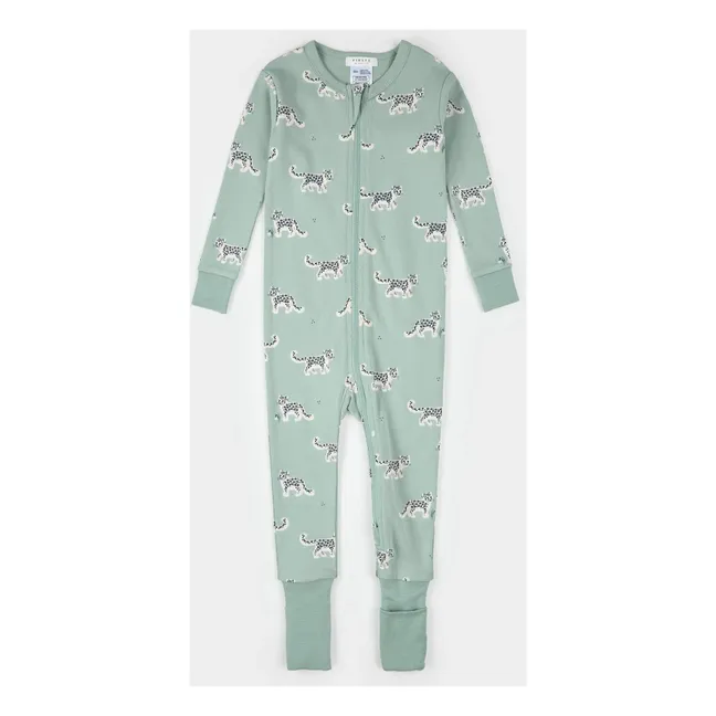 Pyjama Convertible Léopards Coton Bio | Vert amande
