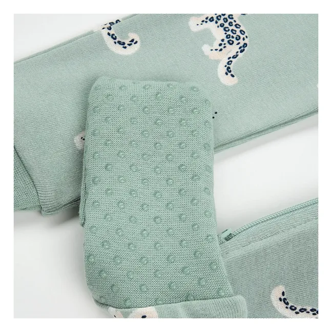 Pyjama Convertible Léopards Coton Bio | Vert amande