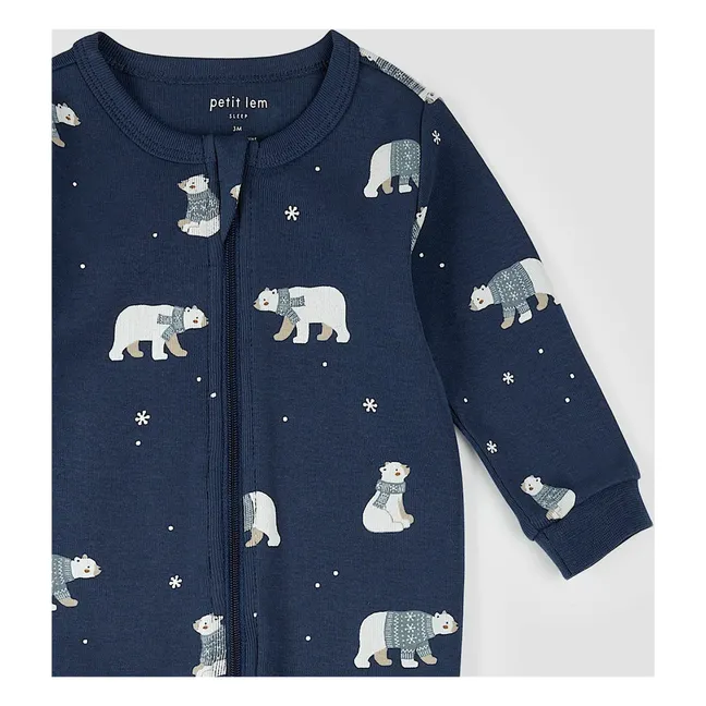 Pijama Con Pies Oso Algodón Ecológico | Azul oscuro