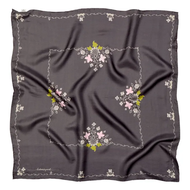 Pañuelo de seda Brodaria Sia | Gris Antracita