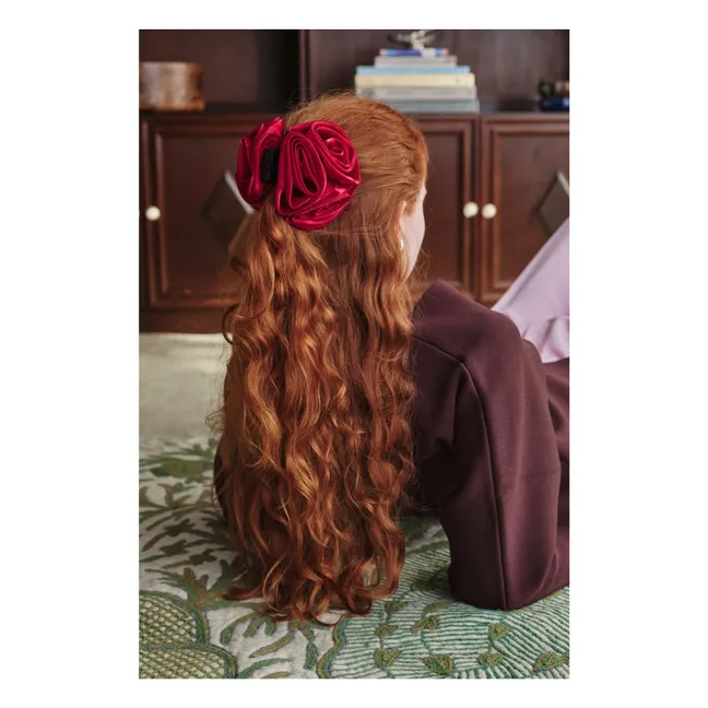 Fermaglio in organza a fiori | Rosso