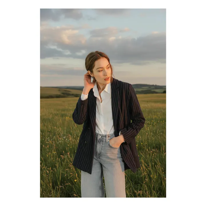 Veste Esma Rayée Laine | Bleu marine- Image produit n°3