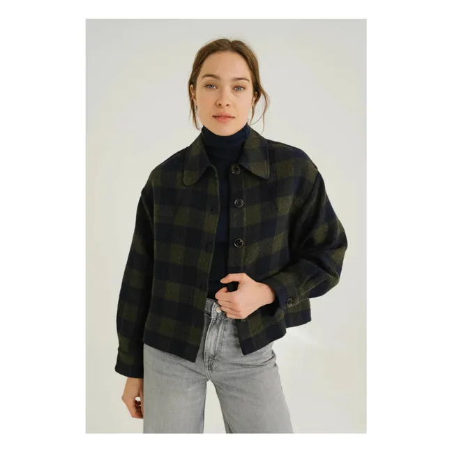 Veste Balma Holly Carreaux Laine | Vert kaki