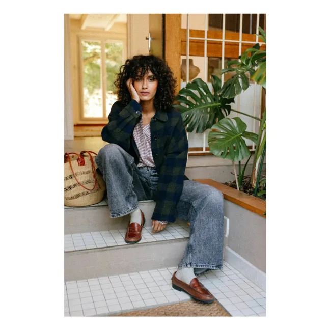 Veste Balma Holly Carreaux Laine | Vert kaki