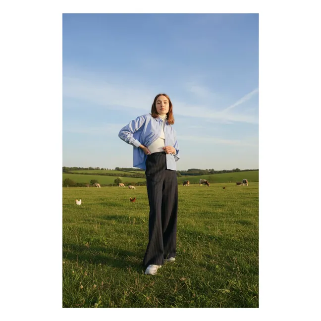 Hose Lola Nick Gestreift Wolle | Navy