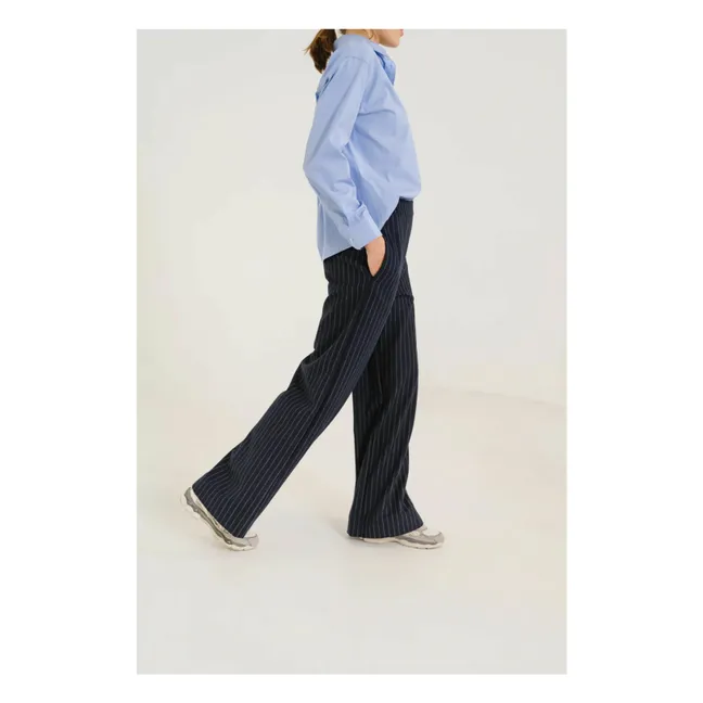Hose Lola Nick Gestreift Wolle | Navy