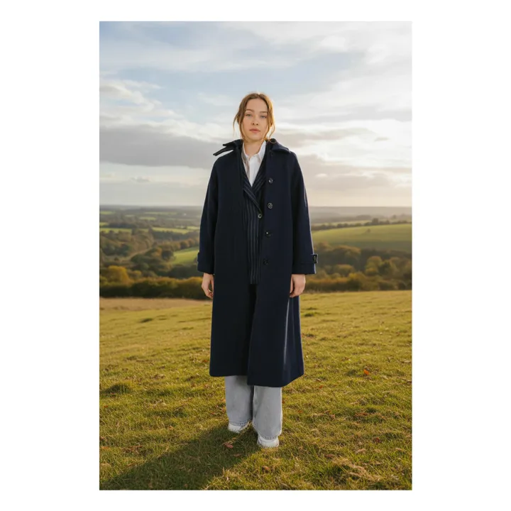Manteau Mayri Laine Vierge | Bleu marine- Image produit n°2
