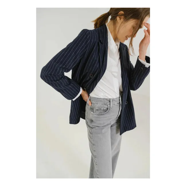 Chaqueta de lana a rayas Esma | Azul Marino