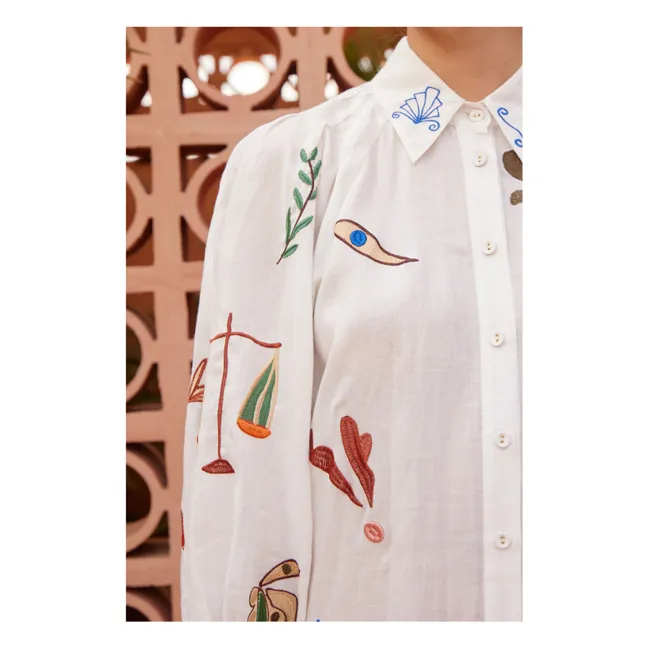 Mina Embroidered Dress | White
