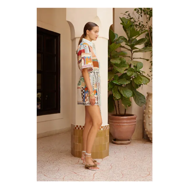 Michelle Linen Short Dress | Light blue