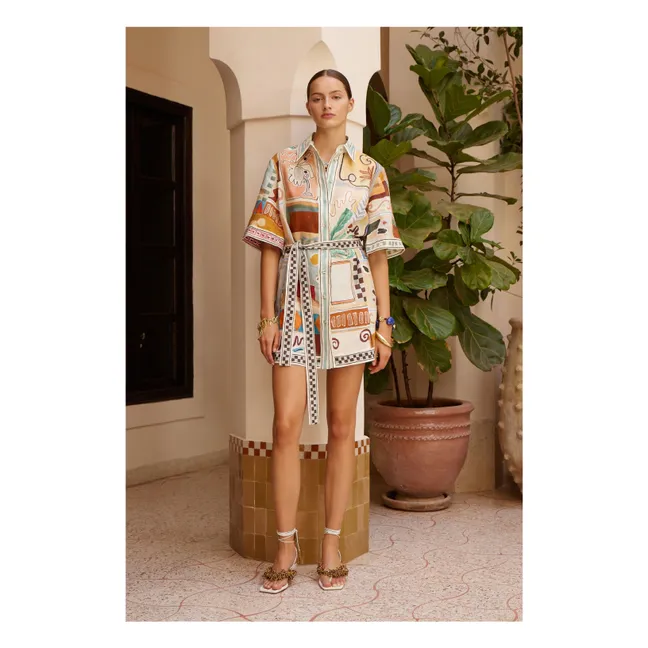 Vestido corto de lino Michelle | Azul Cielo