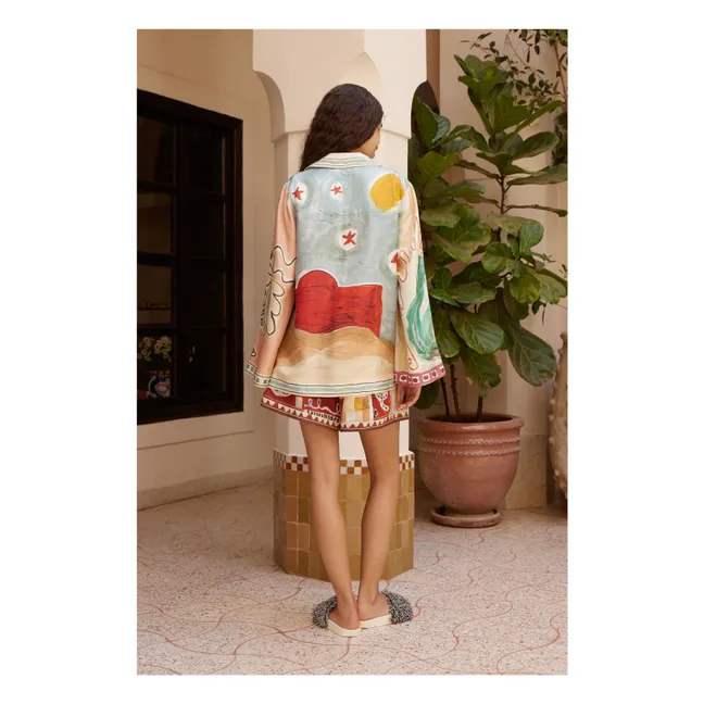 Camisa de seda Michelle | Azul Cielo