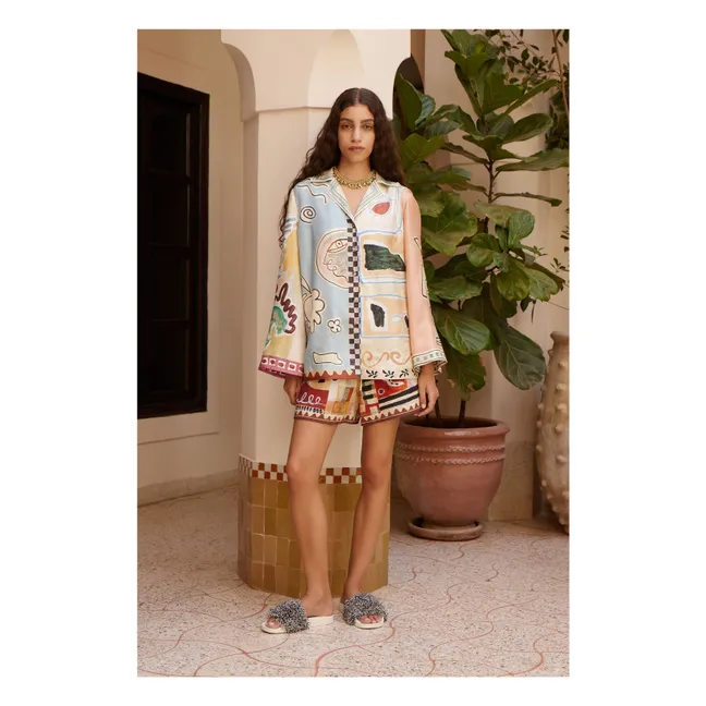 Camisa de seda Michelle | Azul Cielo