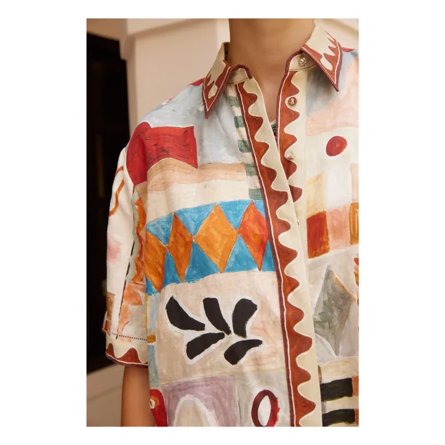 Camicia a maniche corte in lino Michelle | Ecru