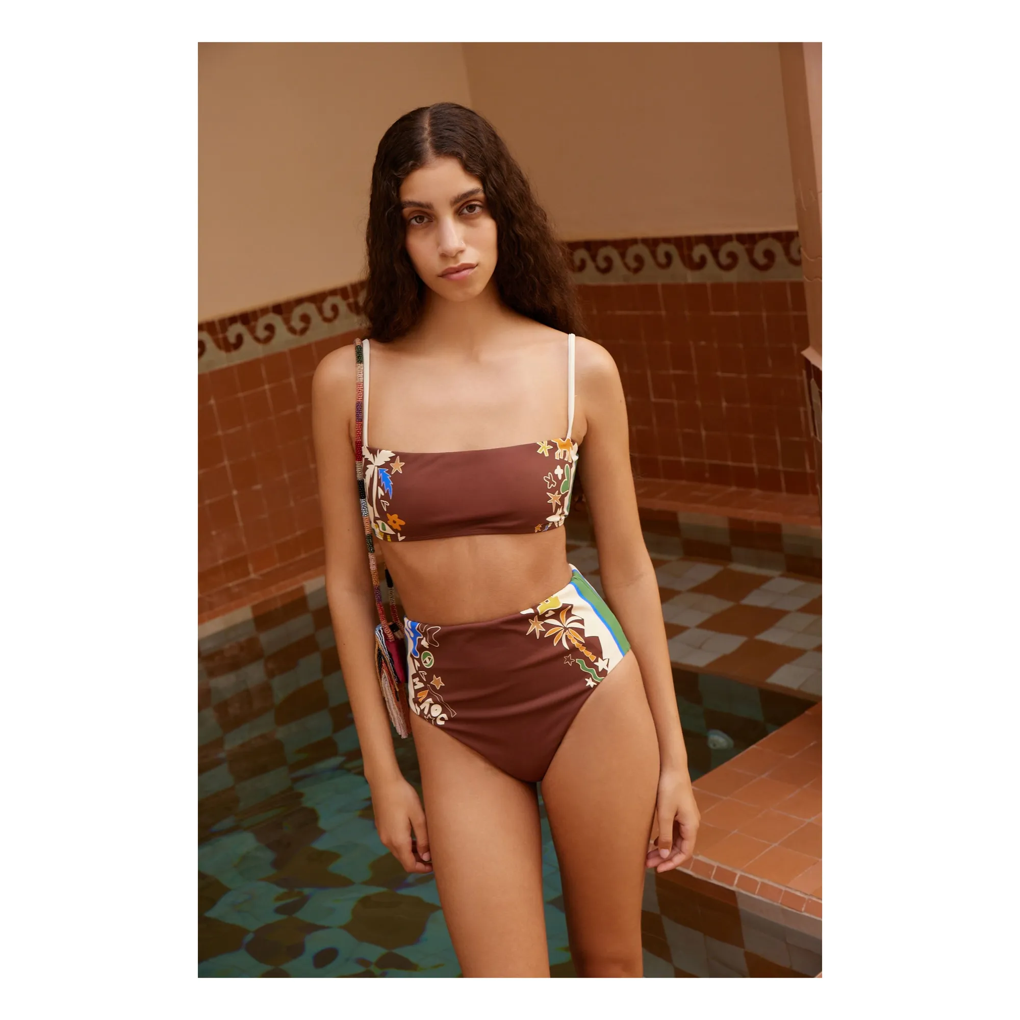Alémais Brown Maillot Top Morocco Recycled Fibers