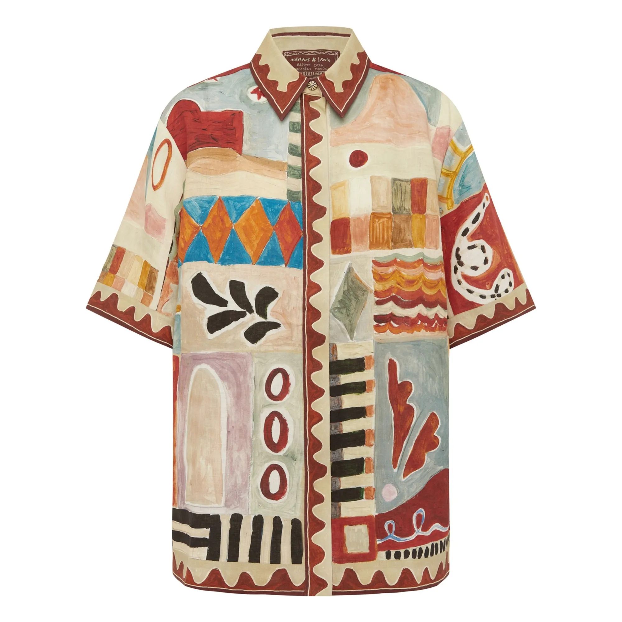 Alémais Ecru Michelle Linen Short Sleeve Shirt