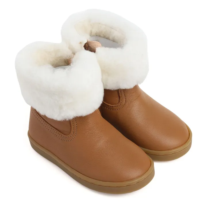 Chaussures Premiers Pas Fourrées Capucine | Camel- Image produit n°0