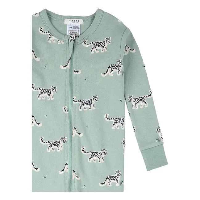 Pyjama Convertible Léopards Coton Bio | Vert amande