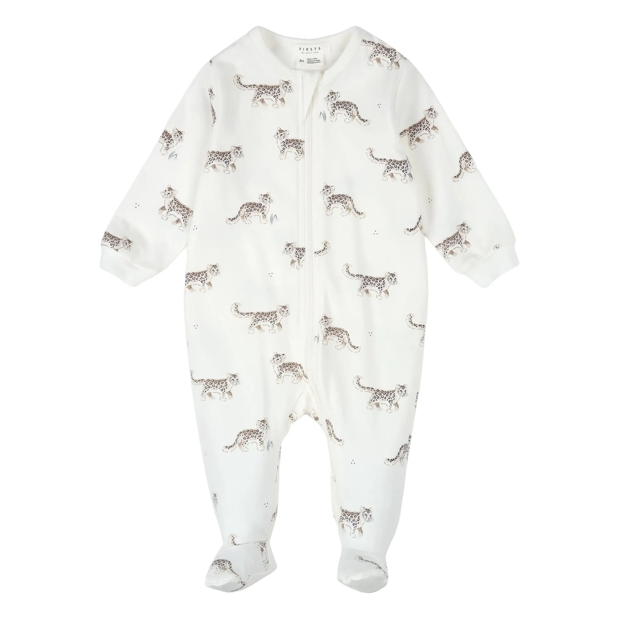 Petit Lem White Organic Cotton Leopard Pyjamas