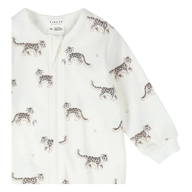 Pijama de leopardo de algodón ecológico | Blanco