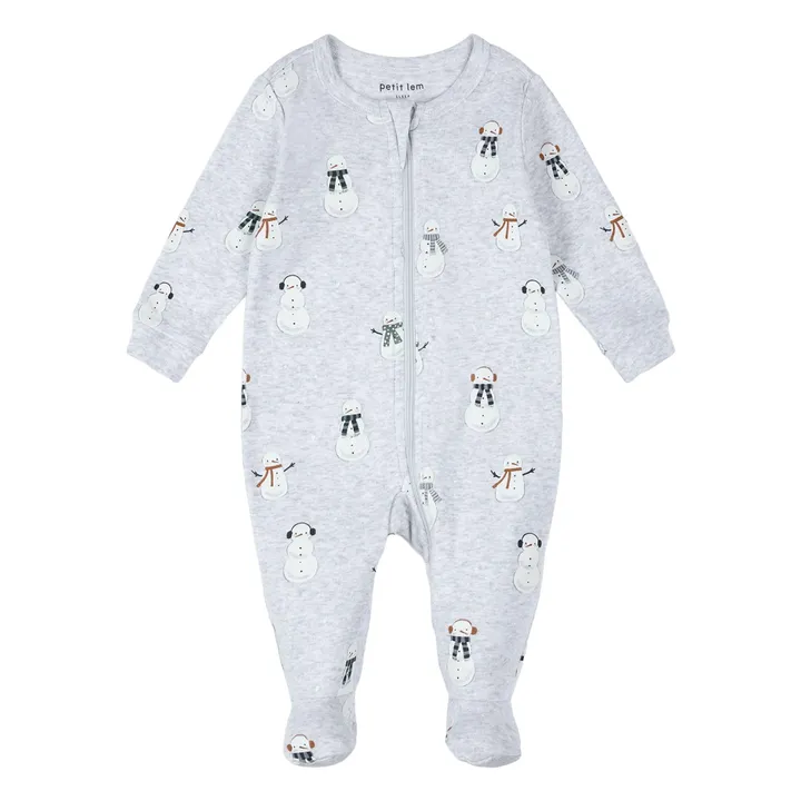 Pijama con Pies Muñecos de Nieve Algodón Ecológico | Gris- Imagen del producto n°0