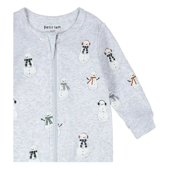 Pijama con Pies Muñecos de Nieve Algodón Ecológico | Gris