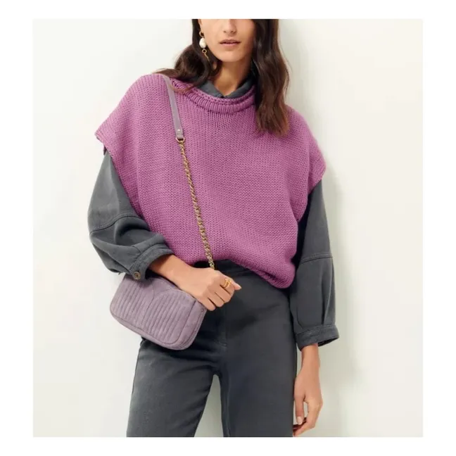 Sac Matelassé Divinou Croûte de Cuir | Violet