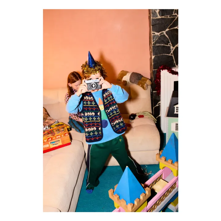 Gilet Bobo Laine et Cachemire | Bleu marine- Image produit n°11