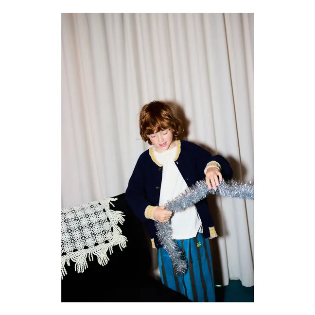 Cardigan divertente in lana e cashmere | Blu marino