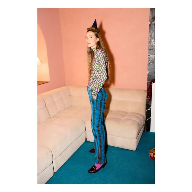 Pantaloni in velluto a righe | Blu