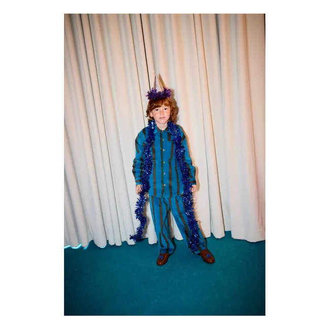 Striped Velvet Pants | Blue