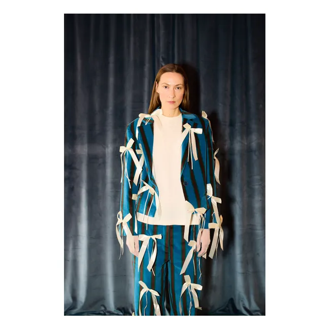 Veste Rayée Velours - Collection Femme | Bleu marine