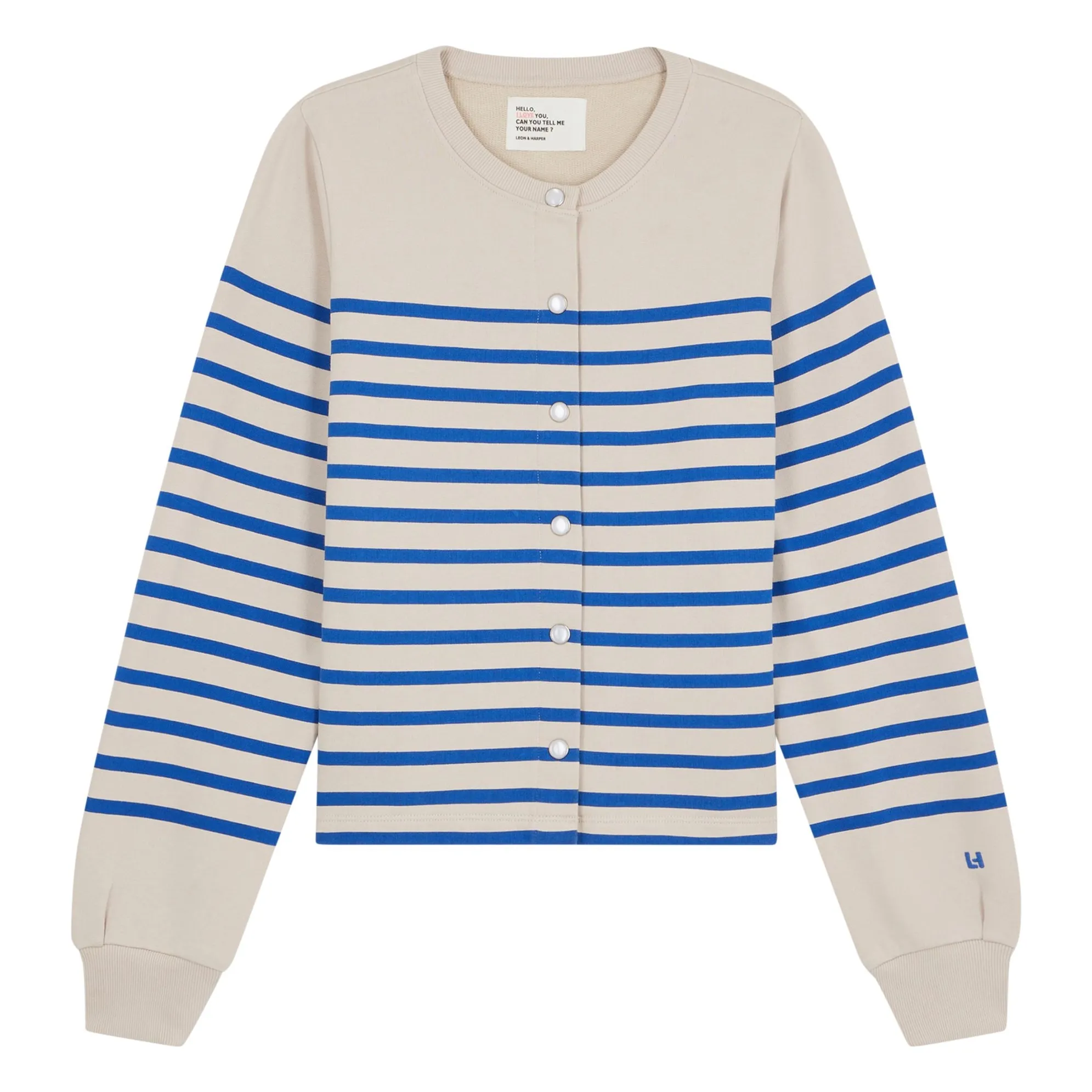Leon & Harper Blue Sensas Sailor Organic Cotton Fleece Cardigan
