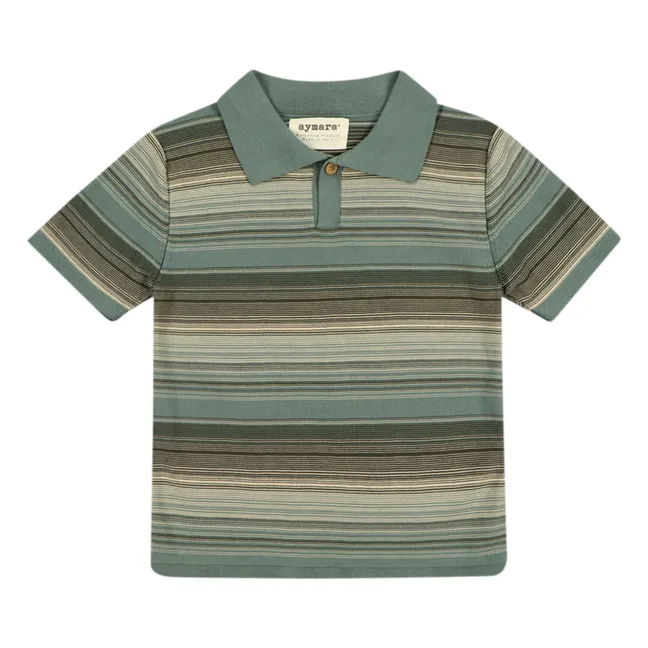 Thilo organic cotton striped polo shirt | Green water