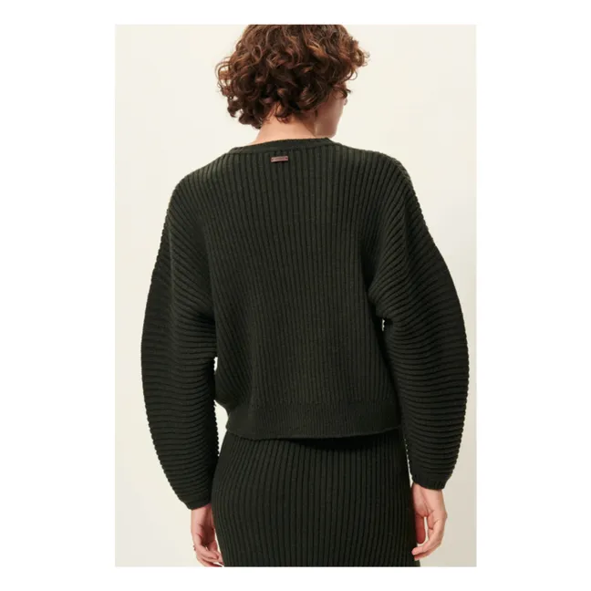 Pull Côtelé Kanso Laine | Vert foncé