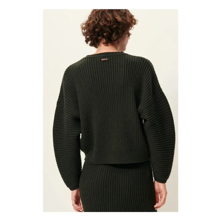 Pull Côtelé Kanso Laine | Vert foncé- Image produit n°6