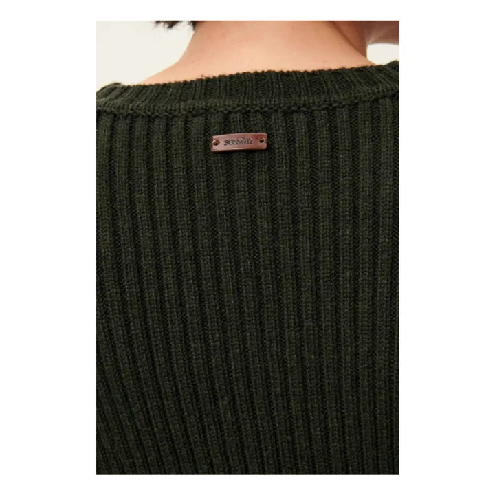 Pull Côtelé Kanso Laine | Vert foncé- Image produit n°5
